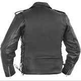Classic Star Black Men's Leather Motorcycle Jacket – Adjustable Fit