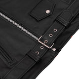 Men's Classic Plain Side Police Style M/C Jacket - TALL