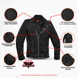 Men's Classic Plain Side Police Style M/C Jacket - TALL