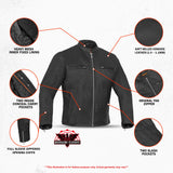 Men's Black Sporty Cruiser Jacket with Removable hood