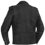 Men's Classic Plain Side Police Style Motorcycle Jacket - Black