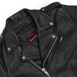 Men's Classic Plain Side Police Style Motorcycle Jacket - Black