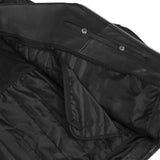 Men's Classic Plain Side Police Style Motorcycle Jacket - Black