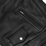 Men's Classic Plain Side Police Style Motorcycle Jacket - Black
