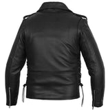 Men's Classic Side Lace Police Black Leather Motorcycle Jacket