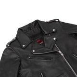 Men's Classic Side Lace Police Black Leather Motorcycle Jacket