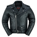 Men's Premium Classic Plain Side Police Style Jacket - Black