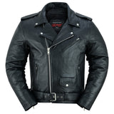 Men's Premium Classic Plain Side Police Style Jacket - Black