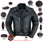 Men's Premium Classic Plain Side Police Style Jacket - Black