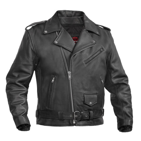 Men's Premium Classic Plain Side Police Style Jacket - Black