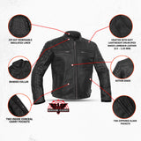 Men's Lightweight Drum Dyed Naked Lambskin Crossover Scooter - Black