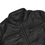 Men's Lightweight Drum Dyed Naked Lambskin Crossover Scooter - Black