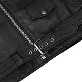 Super Arnold Men's Black Leather Jacket – Retro Design