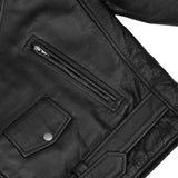 Super Arnold Men's Black Leather Jacket – Retro Design
