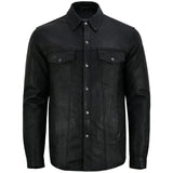 Men's Premium Lightweight Black Leather Shirt