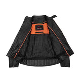 Men's Black Vented Motorcycle Jacket with Plain Sides
