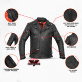 Black Speed Men's Motorcycle Leather Jacket  – Smart Access Pocket