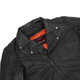 Black Speed Men's Motorcycle Leather Jacket  – Smart Access Pocket