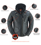 Evergreen Women's  Leather Motorcycle Jacket – Olive