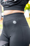 Buckle & Mesh Black Mid-Waist Ultra Premium Leggings