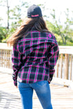The "Warrior" Black & Pink Flannel (Hidden Snap Collars)