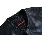 Men's Black Leather Motorcycle Vest with Upgraded Style