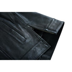 Highway Jack Men's Black Leather Motorcycle Vest Scoop Neck & Snap-Closure Pockets