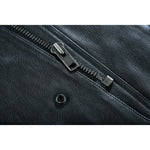 Highway Jack Men's Black Leather Motorcycle Vest Scoop Neck & Snap-Closure Pockets