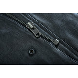 Highway Jack Men's Black Leather Motorcycle Vest Scoop Neck & Snap-Closure Pockets