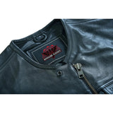 Men's Titan Black Leather Vest -  Milled Cowhide, Hidden Zipper