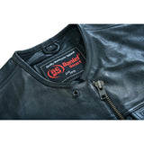 Men's Titan Black Leather Vest -  Milled Cowhide, Hidden Zipper