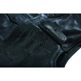 Men's Titan Black Leather Vest -  Milled Cowhide, Hidden Zipper