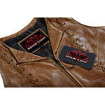 Women's Brown Zippered Vest with Lacing Details