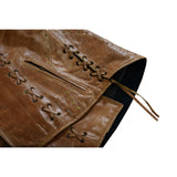 Women's Brown Zippered Vest with Lacing Details