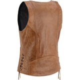 Women's Brown Zippered Vest with Lacing Details