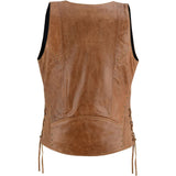 Women's Brown Zippered Vest with Lacing Details