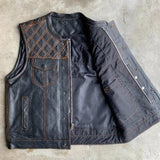 Orange Diamond - Men's Club Style Leather Motorcycle Vest