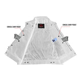 Men's Snap/Zipper Front Black - Denim Motorcycle Vest