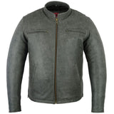 Men's Sporty Gray Leather Cruiser Jacket