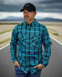 The "Survivor" Teal Flannel (Hidden Snap Collars)