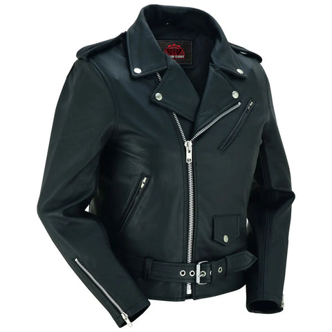 Women's Classic Plain Side Fitted M/C Style Jacket
