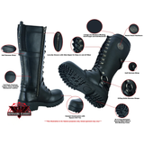 Women's 15 Inch Black Leather Stylish Harness Boot