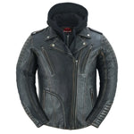 Evergreen Women's  Leather Motorcycle Jacket – Olive