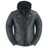 Evergreen Women's  Leather Motorcycle Jacket – Olive