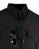 Performance Tech Black Hybrid Button Up Shirt (Hidden Snap Collars)