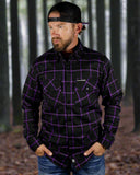 Closeout - The "Raven" Black & Purple Flannel (Hidden Snap Collars)