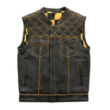 Finish Line - Gold Checker - Men's Motorcycle Leather Vest
