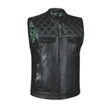 Green Diamond - Men's Club style Leather Motorcycle Vest
