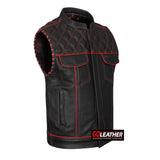 Merciless - Vest with Red Stitch, Piping & Arm Braid