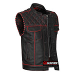 Merciless - Vest with Red Stitch, Piping & Arm Braid